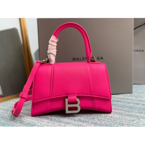Balenciaga HOURGLASS XS TOP HANDLE TAS Kalfsleer B108896 neonroze