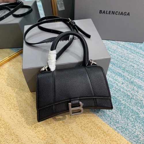 Balenciaga HOURGLASS XS TOP HANDLE TAS Korrelkalfsleer B108896 zwart