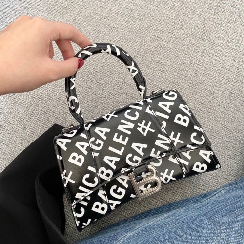 Balenciaga Zandloper XS Top Handvat Tas 28332S Zwart Wit