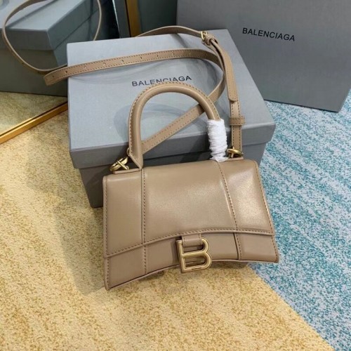 Balenciaga Hourglass XS Top Handle Bag glanzende doos kalfsleer 28331 abrikoos