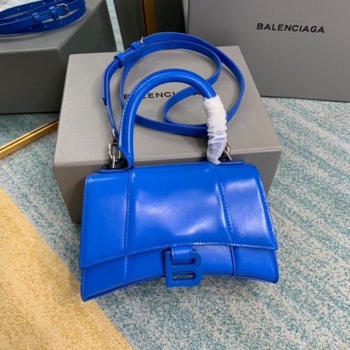 Balenciaga Hourglass XS Top Handle Bag glanzende doos kalfsleer 28331 blauw