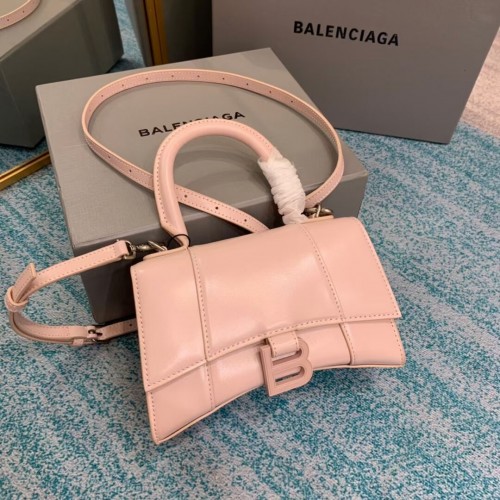 Balenciaga Hourglass XS Top Handle Bag glanzende doos kalfsleer 28331 LIGHT ROSE