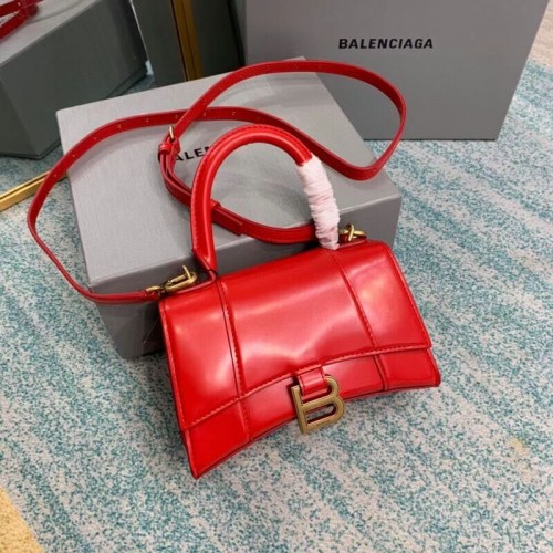 Balenciaga Hourglass XS Top Handle Bag glanzende doos kalfsleer 28331 rood