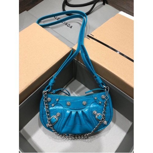 Balenciaga LE CAGOLE MINI PORTEMONNEE MET KETTING 6958141 blauw