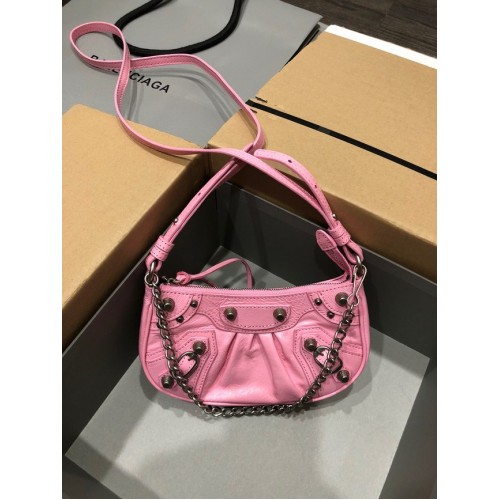 Balenciaga LE CAGOLE MINI PORTEMONNEE MET KETTING 6958141 roze