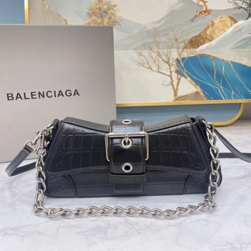 Balenciaga LINDSAY KROKODIL RELIEF SCHOUDERTAS MET BAND 6088 zwart