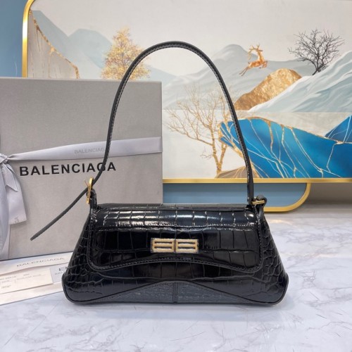 Balenciaga LINDSAY CROCODILE RELIËF KLEINE SCHOUDERTAS MET BAND 6009 zwart