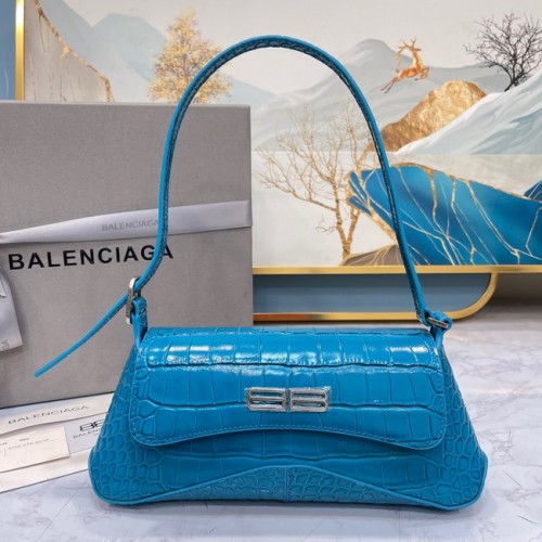 Balenciaga LINDSAY CROCODILE RELIËF KLEINE SCHOUDERTAS MET BAND 6009 blauw