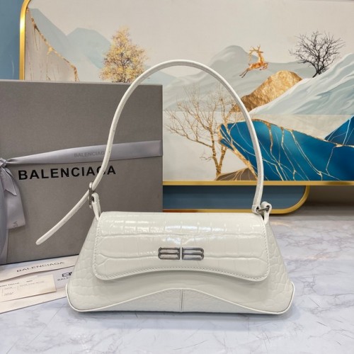 Balenciaga LINDSAY CROCODILE RELIËF KLEINE SCHOUDERTAS MET BAND 6009 wit