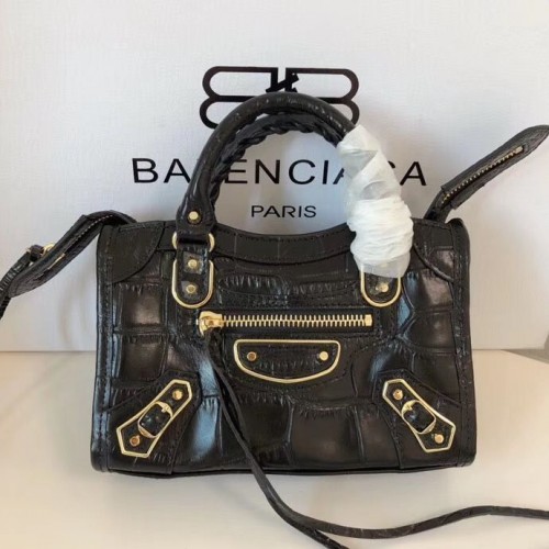 Balenciaga mini klassieke krokodillenleren tas B300296 zwart