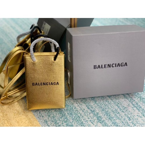 Balenciaga Original lederen mini shopper tas B152865 goud