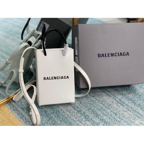 Balenciaga Original Leren Mini Shopper Tas B152865 wit&zwart