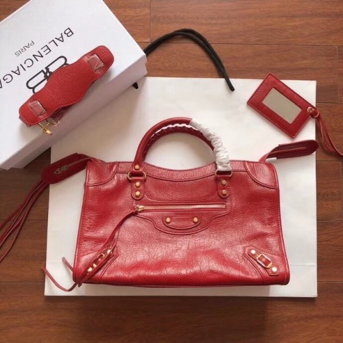 Balenciaga The City Handtas Kalfsleer 382569 rood