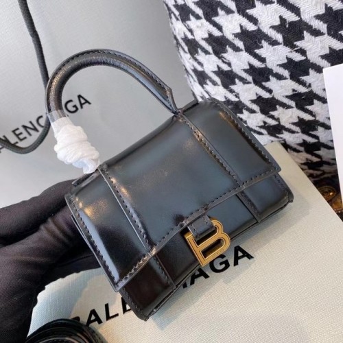 Balenciaga DAMES ZANDLOPER MINI TOP HANDLE TAS Glanzend vak kalfsleer M8000 zwart