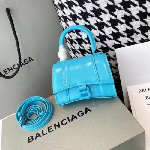 Balenciaga DAMES ZANDLOPER MINI TOP HANDLE TAS Glanzend vak kalfsleer M8000 blauw