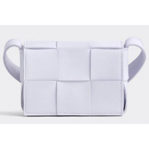 Bottega Veneta CASSETTE Mini Intreccio leren schoudertas 666688 MIRTH WASHED