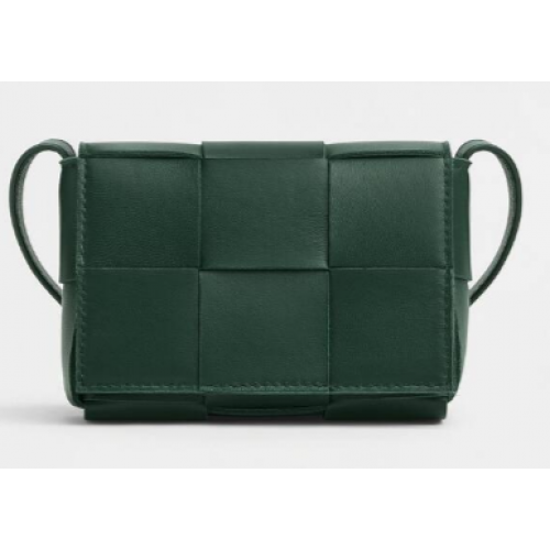 Bottega Veneta CASSETTE Mini Intreccio leren schoudertas 666688 RAINTREE