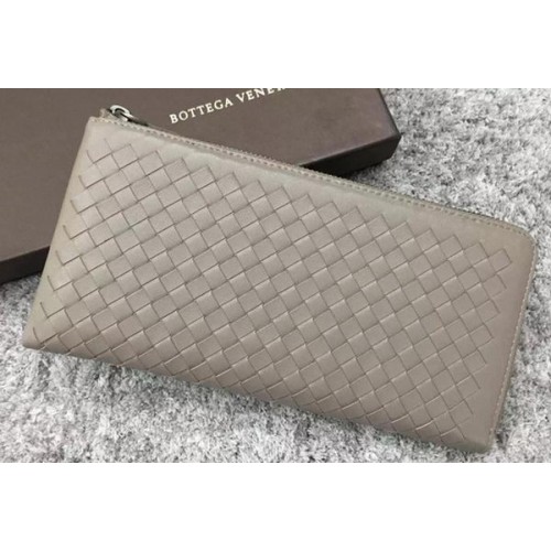 Bottega Veneta Intrecciato lederen clutch BV144077 grijs