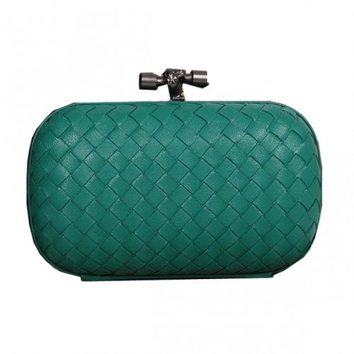 Bottega Veneta Intrecciato Schapenvacht Impero Ayers Knot Clutch 11308 Groen