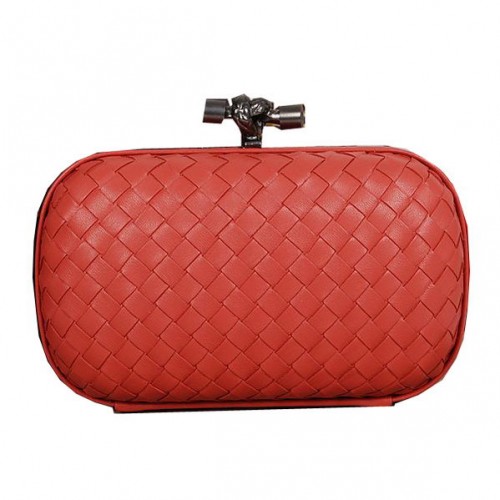 Bottega Veneta Intrecciato Schapenvacht Impero Ayers Knot Clutch 11308 Lichtrood