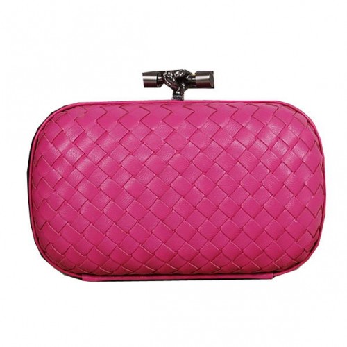 Bottega Veneta Intrecciato Schapenvacht Impero Ayers Knot Clutch 11308 Roze