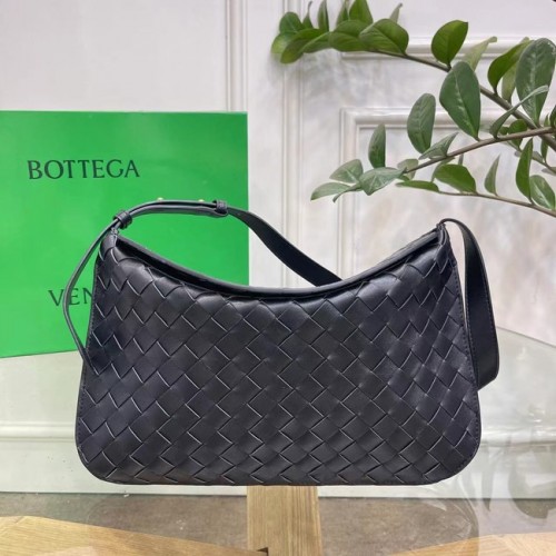 Bottega Veneta Intreccio leren schoudertas 690226 zwart