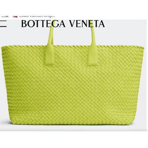 Bottega Veneta Large Intreccio leren draagtas 608811 Acid kiwi