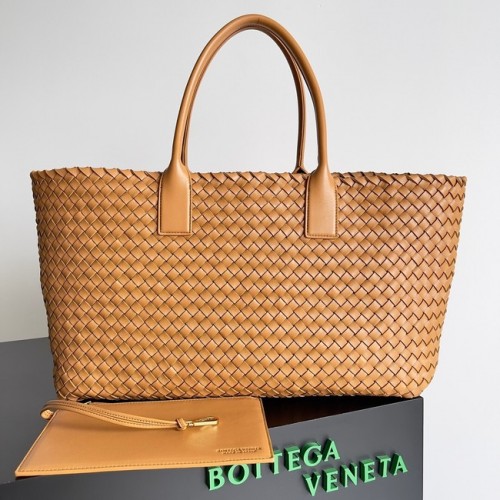 Bottega Veneta Large Intreccio leren draagtas 608811 Caramel