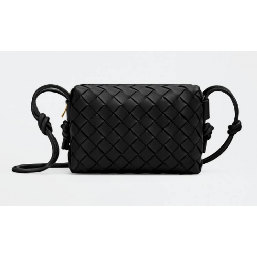 Bottega Veneta Mini intrecciato leren schoudertas 680254 zwart