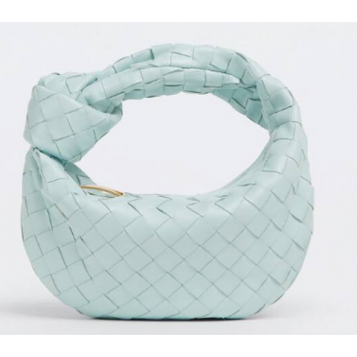 Bottega Veneta Mini geweven leren handtas 651876 Teal Washed