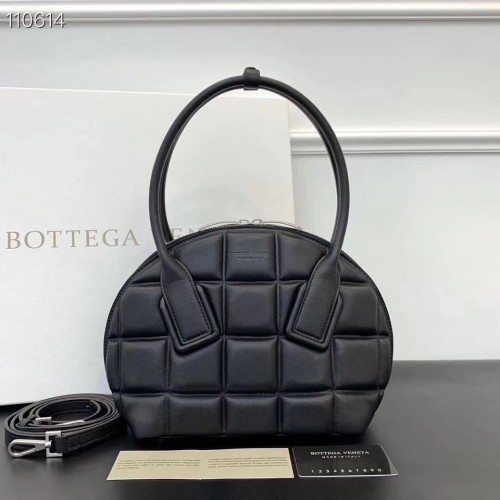 Bottega Veneta Original Geweven Leren Vierkante Shell Tas BV67130 Zwart