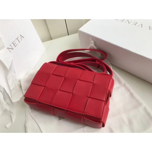 Bottega Veneta schapenvacht weven origineel leer 578004 rood
