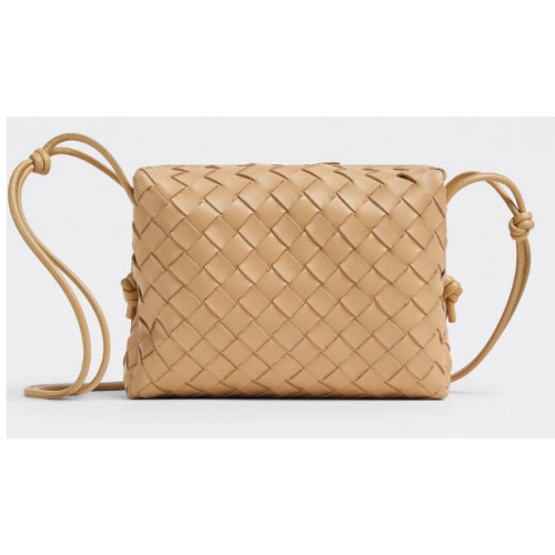 Bottega Veneta Kleine intrecciato leren schoudertas 680255 Almond