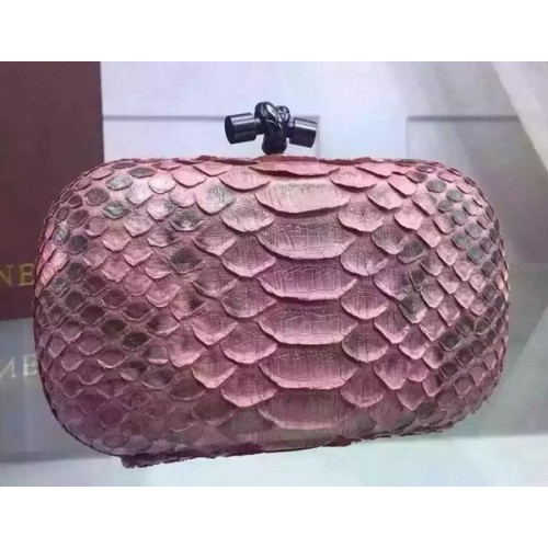 Bottega Veneta Snake Leather Knoop Clutch BV8653 Roze