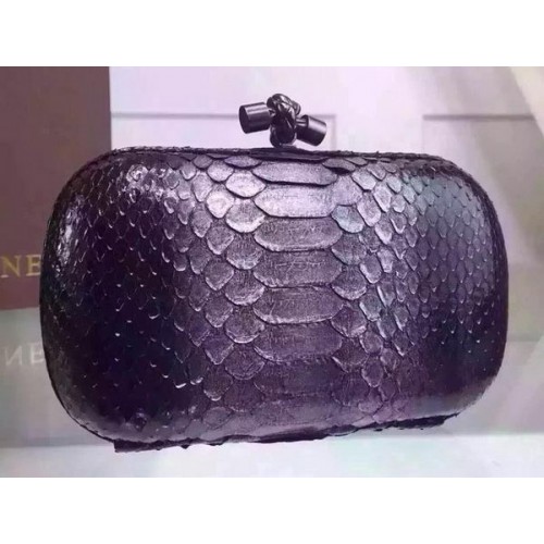 Bottega Veneta Snake Leather Knoop Clutch BV8653 Zilver