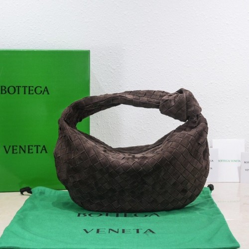 Bottega Veneta geweven suède top handvat tas 690225 bruin