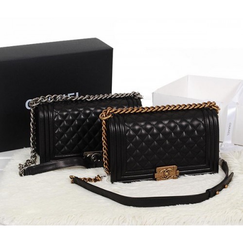 Boy Chanel A67086 zwarte flap schoudertas origineel kalfsleer