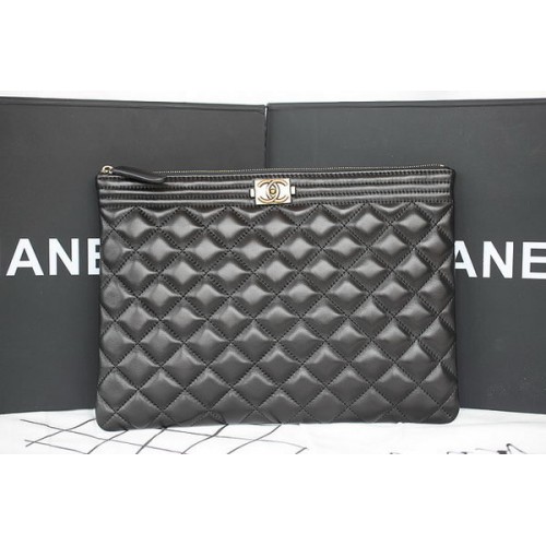 Boy Chanel Chevron zwarte lamsleren clutch A69253