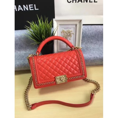 Boy Chanel Flap Bag Origineel Kalfsleer A67086B Rood