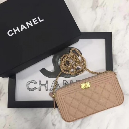 Boy Chanel Flap Bag Origineel Cannage Patroon CHA3369 Abrikoos