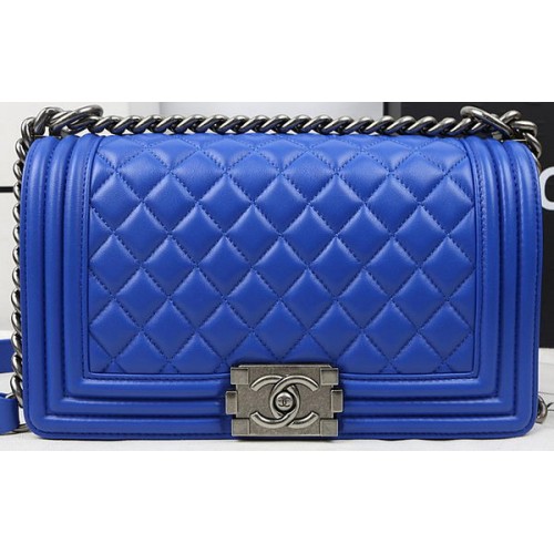 Boy Chanel Flap Bags Origineel Schapenleer A67025 Blauw