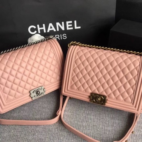Boy Chanel Flap Bags Origineel Schapenleer A67088 Roze