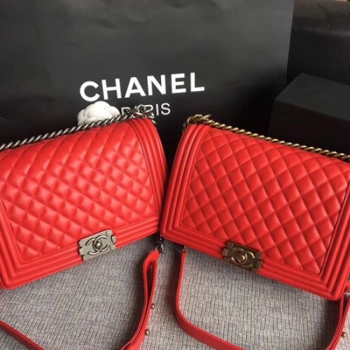 Boy Chanel Flap Bags Origineel Schapenleer A67088 Rood
