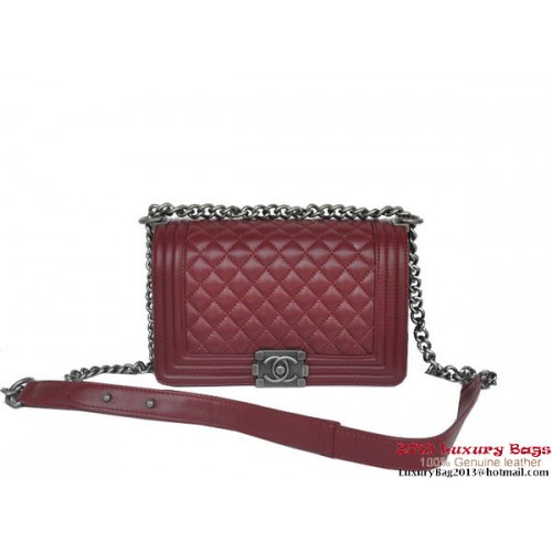Boy Chanel Flap Schoudertas A67086 Schapenvacht Bordeaux