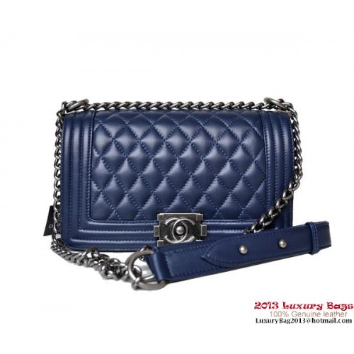 Boy Chanel Flap Schoudertas A67086 Schapenvacht Koningsblauw