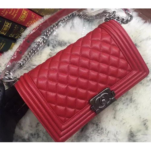Boy Chanel Flap Schoudertas Cannage Patroon A67086 Rood
