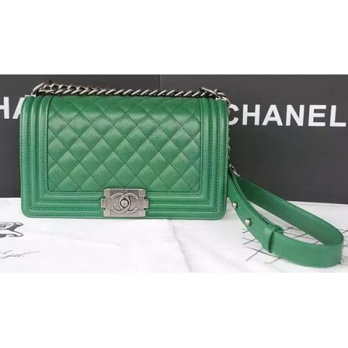 Boy Chanel Flap Schoudertas Caviar Leer A67086 Groen