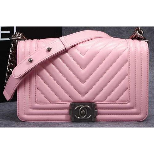 Boy Chanel Flap Schoudertas Visgraat Stiksel CHA6817 Roze