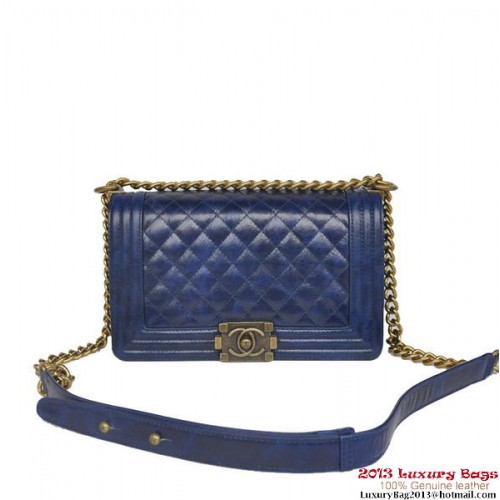 Boy Chanel Flap schoudertas iriserend leer A67086 blauw