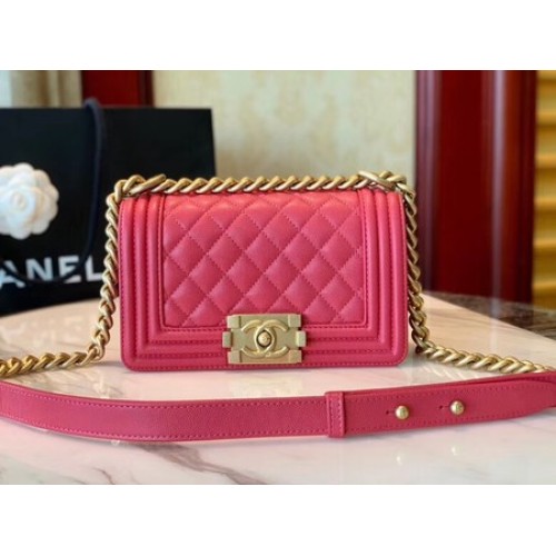 Boy Chanel Flap Schoudertas Leer A67085 roos